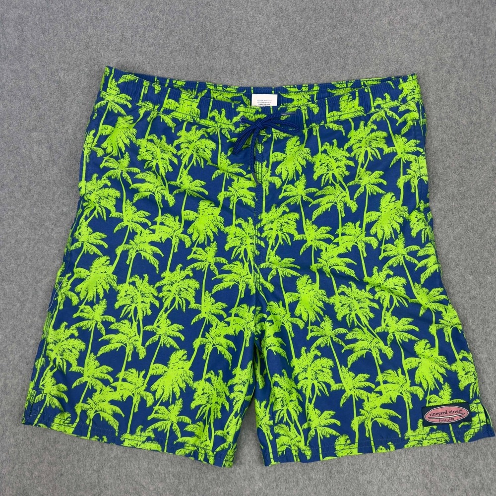 Vineyard Vines Youth Size XL Neon Palm Trees‎ Board Shorts Pockets Drawstring